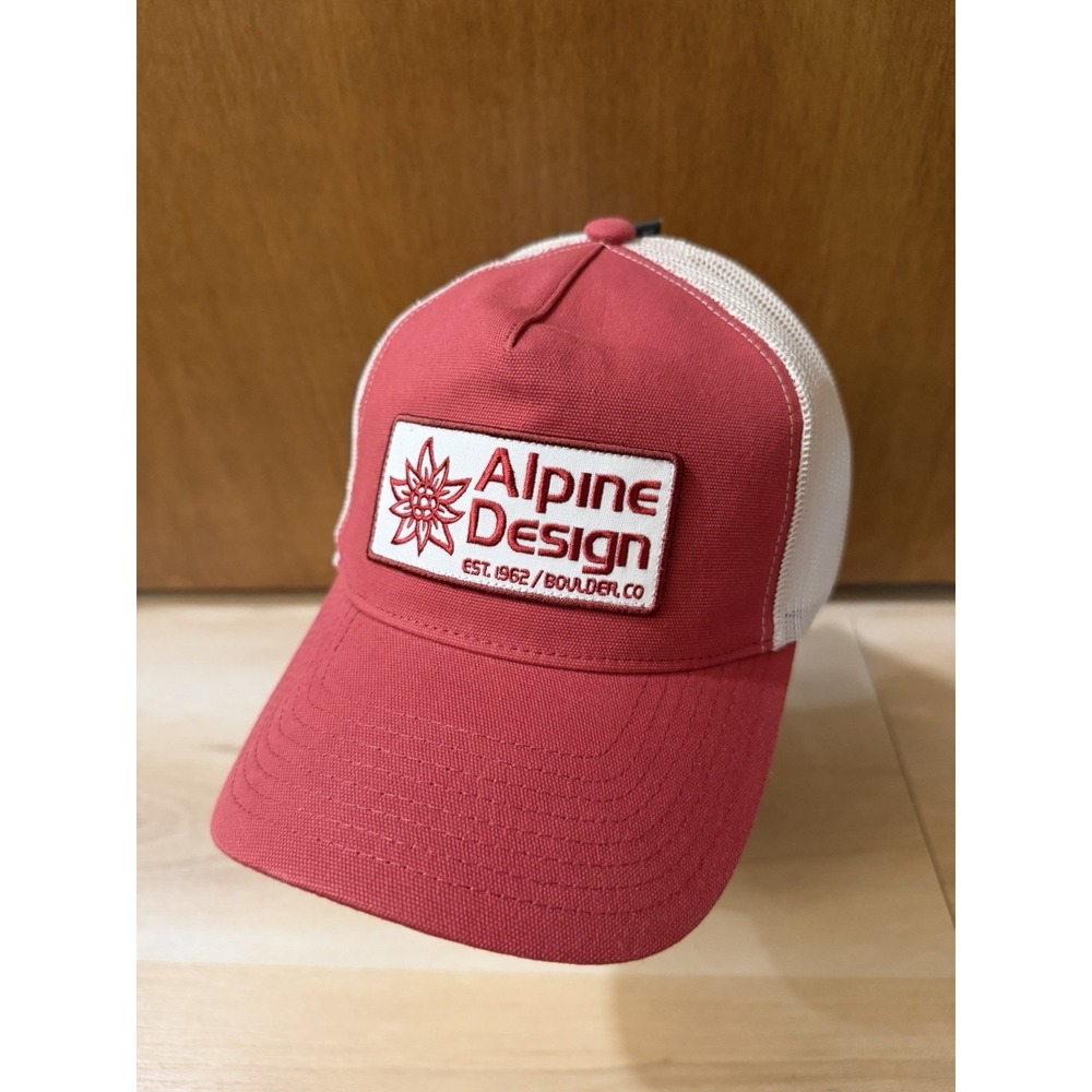Alpine Design Trucker Cap Snapback Deep Red White Mesh One Size Retro Outdoor